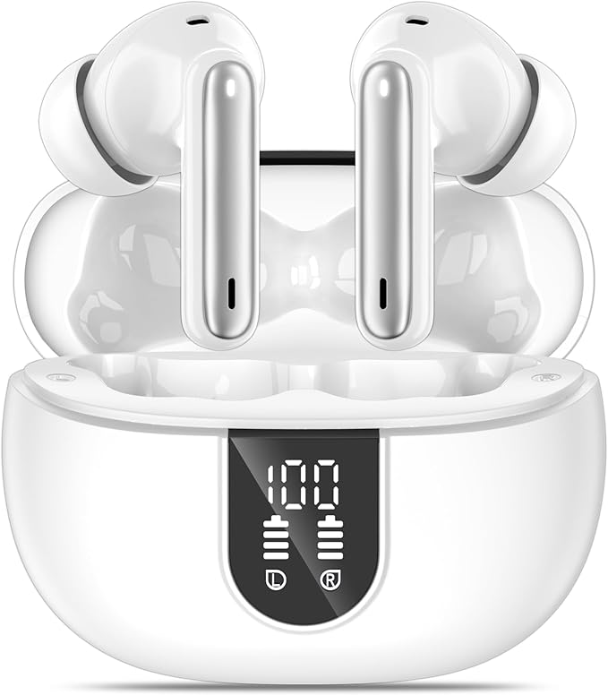 Wireless Earbuds, Bluetooth 5.3 Headphones 40Hrs Playtime Deep Bass Stereo in-Ear Earbud, LED Power Display, Call Noise Canceling Headphones with Mic, IP7 Waterproof Earphones for iPhone Android