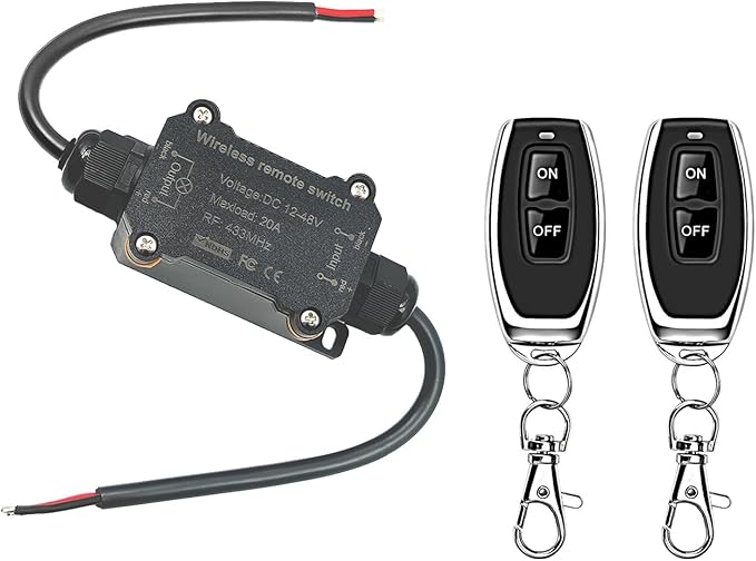 ﻿NEWNEWLIU DC12V Waterproof Remote Control Switch,DC12V/24V/48V/20A Wireless Remote Switch,164ft Long Range RF Remote Control Switches for Lighting, Water Pump,dust Collector