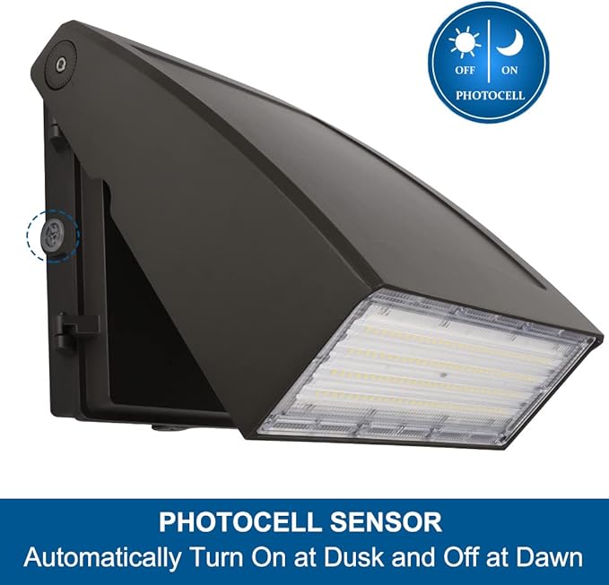 DAKASON (2 Pack) 100W LED Wall Pack, Dusk-to-Dawn Photocell, Adjustable Head, Full Cut-Off Security Light, 5000K 12000lm Replaces 300-450W HPS/HID IP65 Waterproof Outdoor Lighting Fixture, ETL Listed