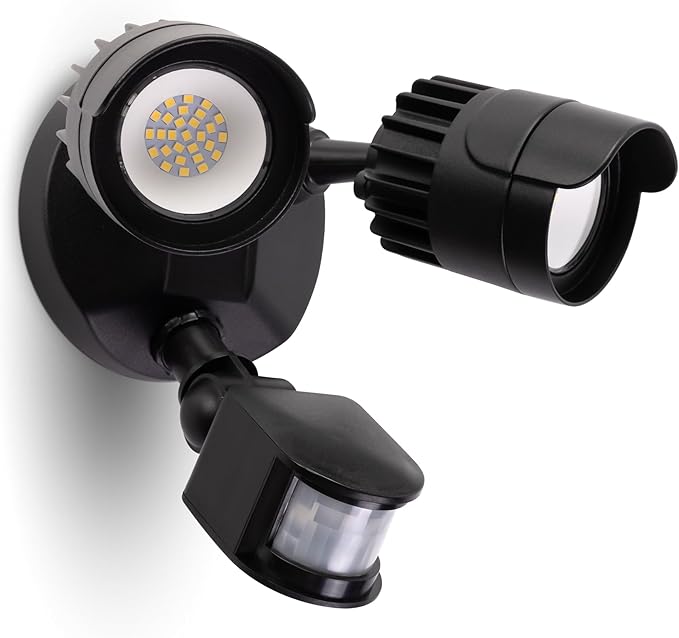 LED Motion Sensor Outdoor Lights, 34W 3500LM 5000K Daylight, IP65 Waterproof Security Lights, 2 Head Motion Detected Flood Light for Patio, Garage, Yard (Dark Black, 1 Pack)
