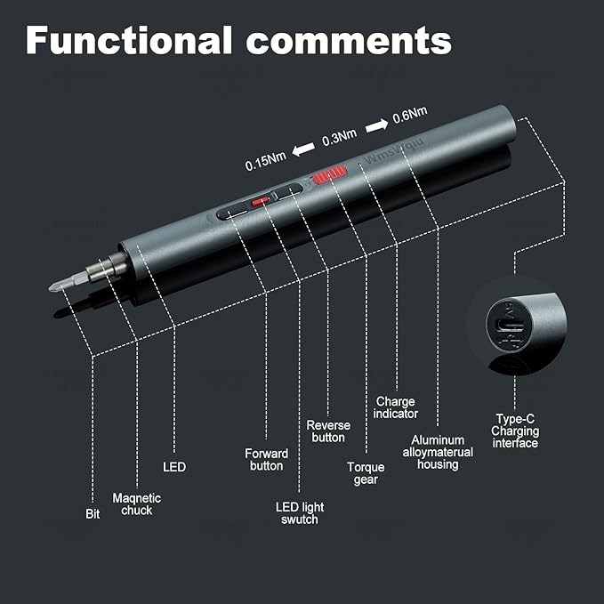 Mini Electric Screwdriver Set,Precision Electric Screwdriver， With electric drill function, 3 Gears Torque, 3LED light,Magnetic Storage，Overload Protection, Repair Tool Set for Phone Camera...