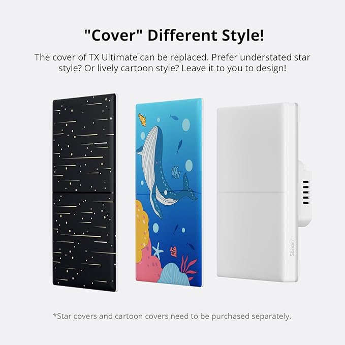 SONOFF Smart Light Switch, 2.4GHz WiFi Interruptor Inteligente, Neutral Wire Required, Voice Control with Alexa and Google Home, Touch Button, Wall Mounting, T5 4 Gang 1 Way