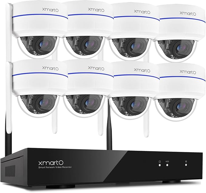 xmartO [AI Tracking Dome CAM] 10CH 2K HD Metal Dome PTZ Wireless Security Camera System, 8*Automatic Tracking, 2-Way Audio and Night Vision Camera, 10CH 4K Long Range WiFi 6 Surveillance DVR NVR Kit