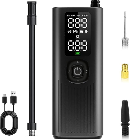 Tire Inflator Portable Air Compressor(Up to 150PSI), Cordless Air Pump with LED Display Digital Tire Pressure Gauge for car,Motorcycle, Bike,Basketball,Football