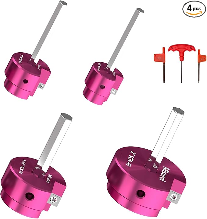 4 Pcs PVC Pipe Reamer Kit With 3/4 inch, 1 inch, 1-1/2inch, 2inch, Aluminum PVC Fitting Saver, Plumbing tools for SCH40