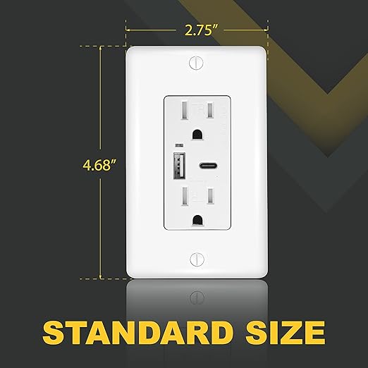 Faith Combination Electrical Outlet and USB Wall Charger | White Wall Outlet with USB Ports (2-Pack) | Power Outlet 15A/125V with 3.6A/5V Type A and C USB Outlets | Fast Charging and Tamper Resistant