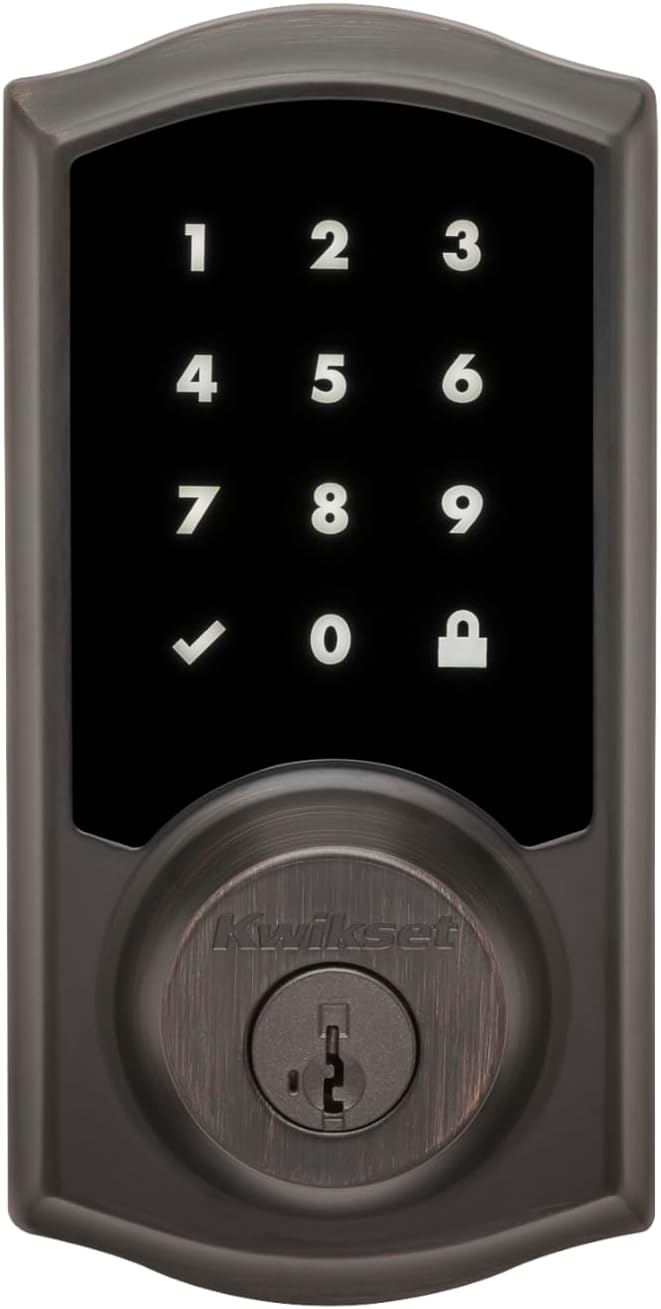 Kwikset SmartCode 916 Z-Wave Smart Lock, Keyless Entry Ring Compatible Door Lock, Touchscreen Electronic Deadbolt, SmartKey Re-Key Security, Smart Hub Required, Traditional Venetian Bronze