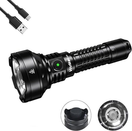 Wurkkos LED Tactical Flashlight Rechargeable - TD01C Tactical Flashlight High Lumens SFT40 LED Super Bright 1800LM with Buck Regulated Driver IP68 1000M Longest Range USB C