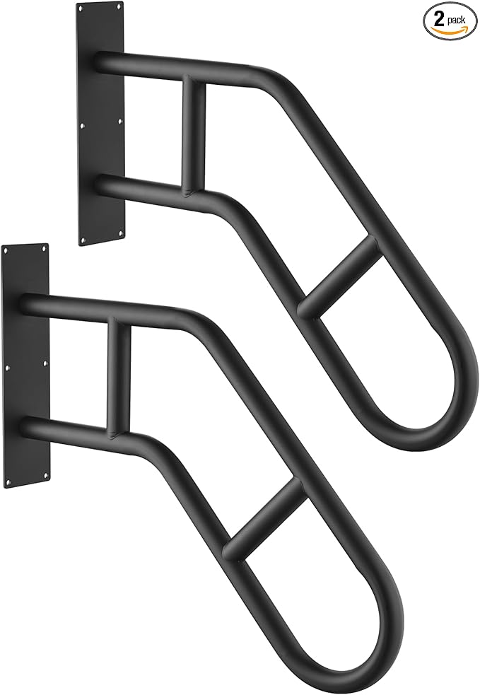 Hand Rails for Outdoor Steps,Hand Rails for Elderly, Porch Railing & Deck Hand Rail Wall Mount Stair Hand Grab Bars, U-Shape Safety Handle for Garage, Porch, Garden 2Pack