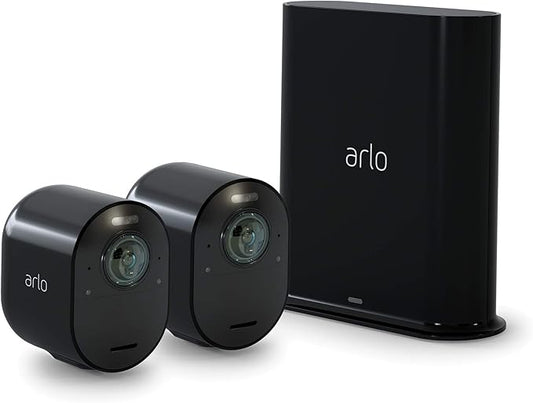 Arlo Ultra 2 Spotlight Camera 4K HDR (2 Cameras, SmartHub Included & Required) | Wireless Home Security Camera | Color Night Vision, Motion Sensor, 180º View, 2-Way Audio, Black