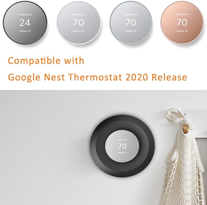 AutoSonic Wall Plate for The Google Nest Thermostat 2020 | Nest Thermostat Trim Kit Accessory | Easy Installation | Black