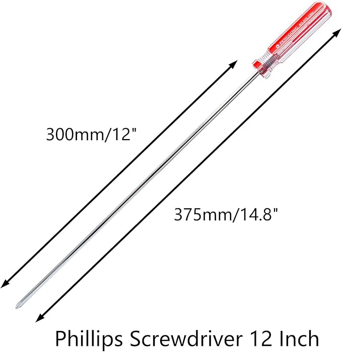 Phillips 12 Inch Long Screwdriver - Magnetic Tip, Extra Long Shaft Cross Head Screwdriver