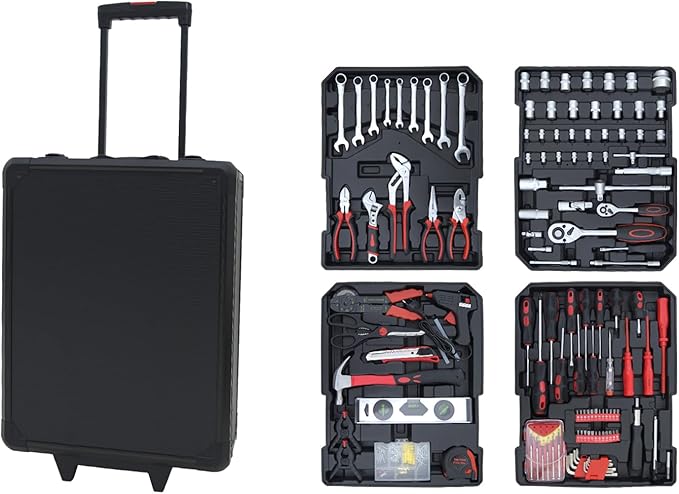 Complete Home Tool Set - 900pcs Versatile Rolling Tool Kit for Professional Repair and Maintenance - Heavy and Duty Portable Tool Box with Wheels
