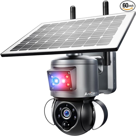 Solar Security Cameras Wireless Outdoor,Remote 2K WiFi 360° View Wireless Solar Powered Cameras for Home, PIR Motion Sensor Floodlight with Siren Color Night Vision