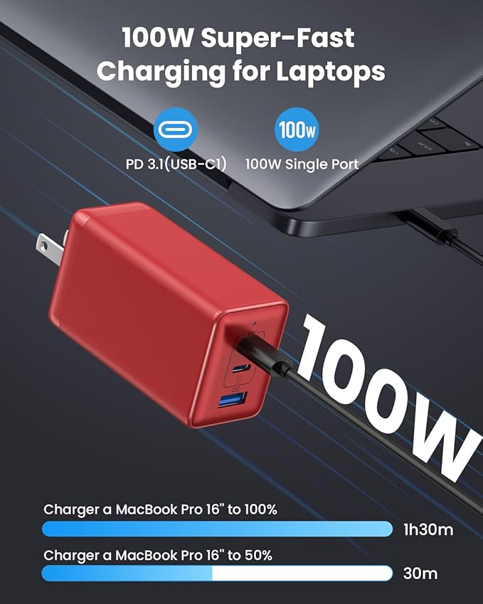 150W USB C Charger Block,GaN III Compact Foldable Wall Charger 3 Port Fast Charging Station,PD QC PPS Portable USB C Hub 100W Laptop Adapter for MacBook Pro/Air,iPad,iPhone 16/Pro,Galaxy S24,Dell etc