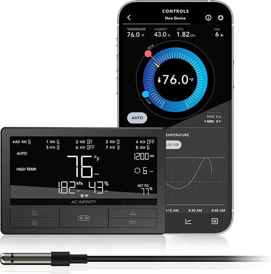 AC Infinity Controller 69 PRO+, Smart Environmental Controller 8-Port with Temp, Humidity, VPD, Timer, Cycle, Schedule Controls, for Grow Tent Cooling Ventilation Lighting (Bluetooth + WiFi, 8-Port)