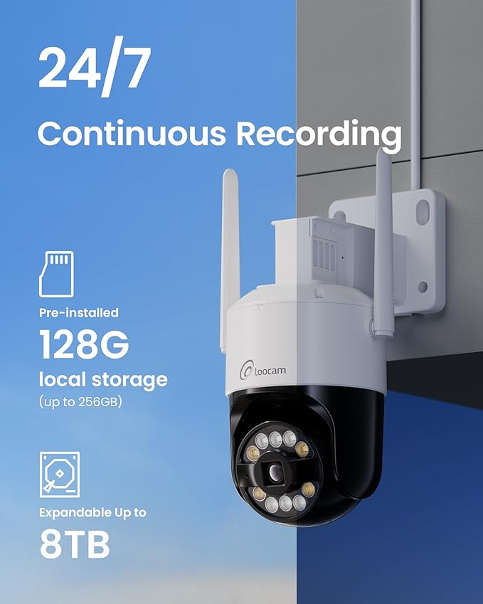 5MP Wireless Security Camera System Wi-Fi 6, Color Night Vision, 355° Pan 95° Tilt, Light & Siren Alarm, Human Vehicle Detection, Two-Way Audio for Indoor Outdoor,8CH NVR 128GB Local Storage