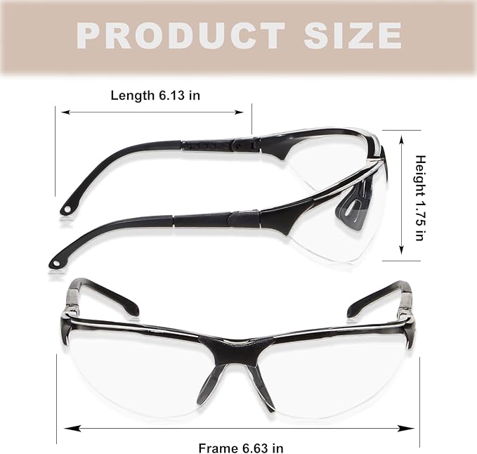Anti-Fog Safety Glasses,Shooting Eye Protection, 3-Pack,Clear Protective Eyewear,Over Glasses,Safety Goggles for Men and Women,Work Goggles,Lab Glasses,Protective Glasses for Gun Range,Chemistry