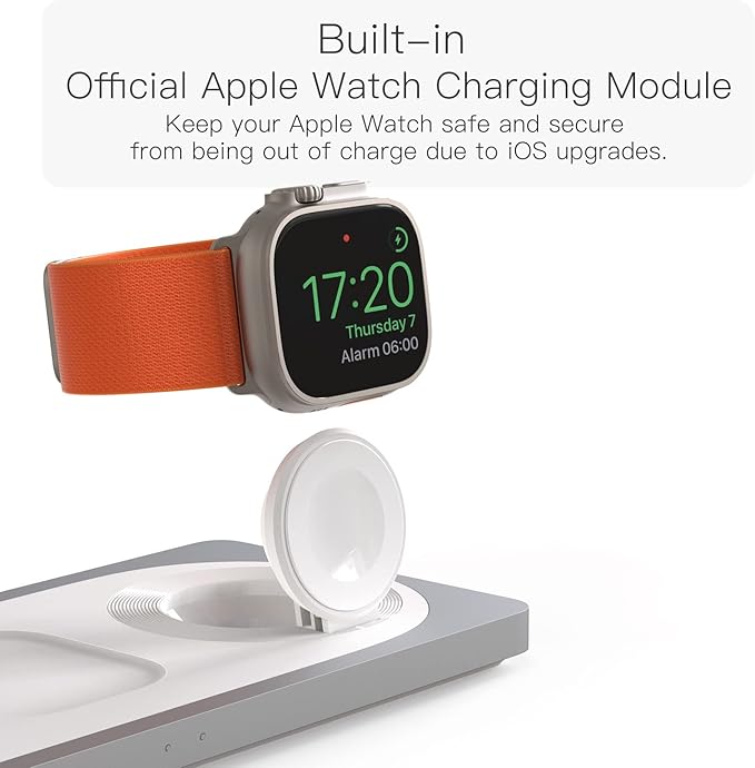 3 in 1 Charging Station for Apple Devices: Used for iPhone and Watch Charging Station with Magsafe Charger Stand, Wireless Charger for iPhone 16/15/14/13/12, Apple Watch 1-9/Ultra, AirPods 3 Pro