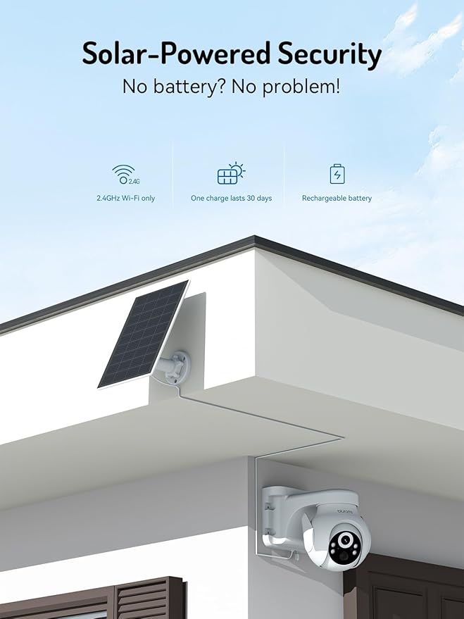 blurams 2K Solar Outdoor Camera Wireless, 360° PTZ Security Cameras Wireless Outdoor with Human Auto Tracking, R/Color Night Vision, Battery Powered, 2.4GHz Only, 2Pack