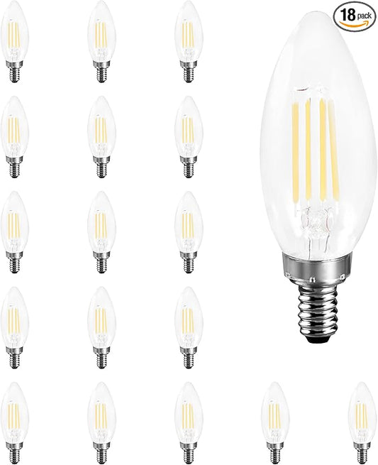 SYLVANIA ECO LED B10 Light Bulb, 60W = 3.5W, Dimmable, Clear, 450 Lumens, 2700K, Soft White - 18 Pack (41265)