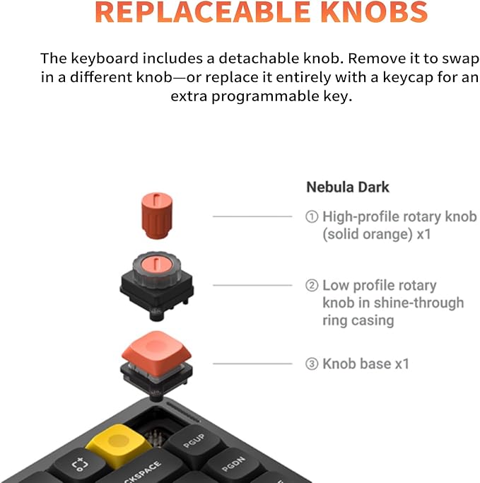 nuphy Air75 V3 Hot Swappable Wireless Mechanical Keyboard, 84 Keys 75% Custom Low Profile Keyboard with Knob, RGB Backlit, Gasket Mounted, Support Bluetooth/2.4GHz/USB-C,Blakc-Brown Nano