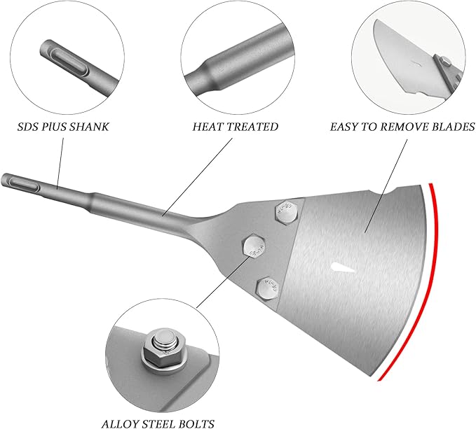 5 inch Floor Scraper Kit with Replacement Blades,Tile Removal Tool Chisel Bit Heavy Duty for Rotary Hammer Drill,Used for Mortar Removal and Laminate Floor etc.
