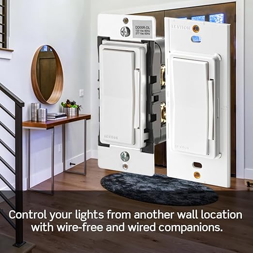 Leviton Decora Smart Motion Sensing Dimmer Switch, Wi-Fi 2nd Gen, Neutral Wire Required, Works with My Leviton, Alexa, Google Assistant, Apple Home/Siri & Wired or Wire-Free 3-Way, D2MSD-1RW, White