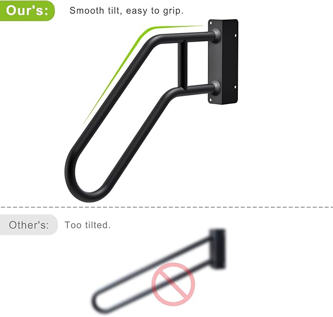 SELEWARE Heavy Duty 28" Handrails for Outdoor 1-3 Step, Non-Slip Door Jamb Corner Wall Mount Stair Hand Railing Grab Bars, U-Shape Safety Handle for Garage, Porch, Garden (Left Handed, Dia 1.3" Pipe)