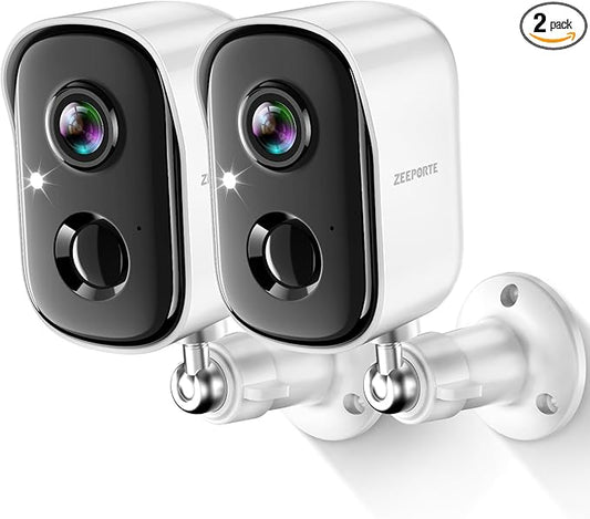 Security Cameras Wireless Outdoor, 2K Battery Powered WiFi Cameras for Home Security with AI Motion Detection, Color Night Vision, Spotlight, Siren, Waterproof, SD/Cloud Storage - 2 Pack