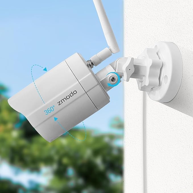 Zmodo 1080p Full HD Outdoor Wireless Security, Smart Home Indoor Outdoor WiFi IP Cameras with Night Vision, Plug-in, Compatible with Alexa