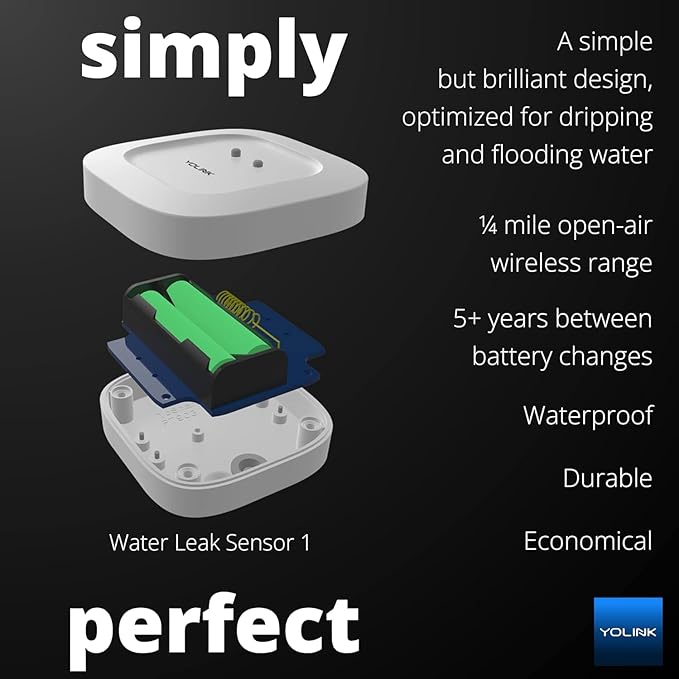 YoLink Smart Water Leak Protection System Kit: Bulldog Valve Robot, Smart Valve Controller 2, 3 Water Leak Sensors, Hub