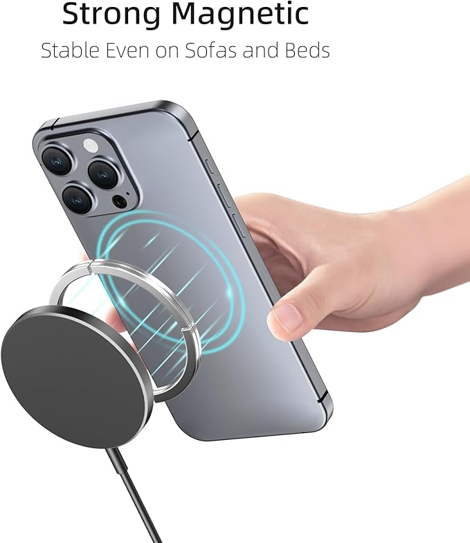 Magnetic Wireless Charger Charging Pad: 15W Qi Fast Portable for iPhone 16e 16 15 14 13 12 Series & AirPods 4 3 2 Pro - Google Pixel 10 Series & Galaxy S25 Qi2 Ready - USB-C/A Dual Ports, 3 Pack Black