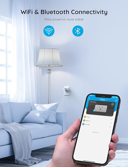Govee Smart Plug 15A, WiFi Bluetooth Outlet 1 Pack Work with Alexa and Google Assistant, WiFi Plugs with Multiple Timers, Govee Home APP Group Control Remotely, No Hub Required, ETL&FCC Certified