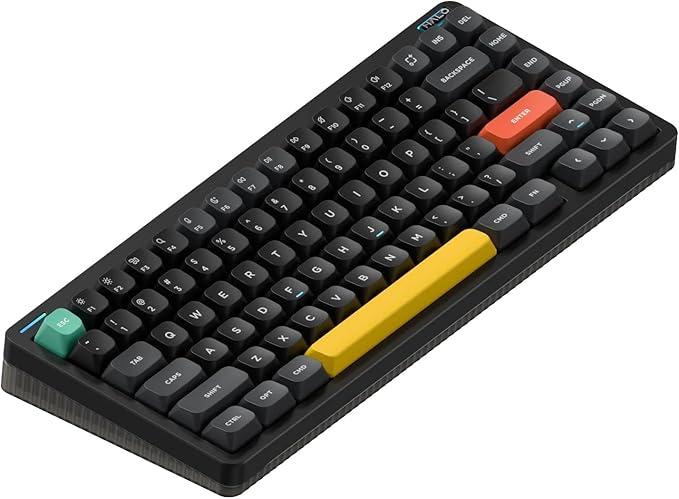 nuphy Halo75 V2 Mechancial Gaming Kyeboard,75% Wireless Hot Swappable Bluetooth Keyboard,83 Kyes RGB Backlit Keyboard,Support Bluetooth/2.4GHz/USB-C (Black, Lemon (55gf))