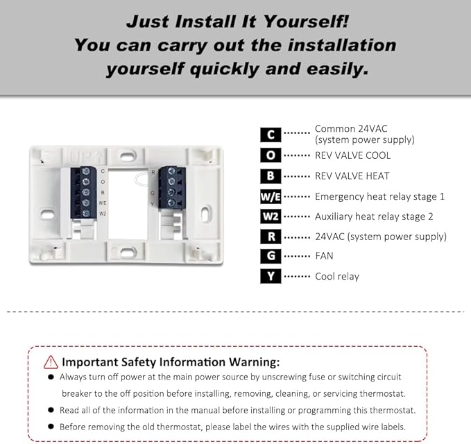 Super Programmable Thermostat for Home，2 Heat/1 Cool Heat Pump Or 1 Heat/1 Cool Conventional Systems, Blue Backlight