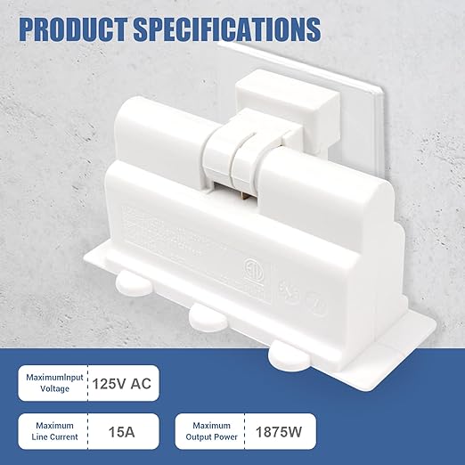 EXTRASTAR 3 Outlet Swivel Wall Adapter, Electrical Outlet Extender with Grounded 180 Degree, 3 Prong Multiple Plug Outlet, ETL Listed Wall Tab for Home Office Dorm - White (3 Pack)