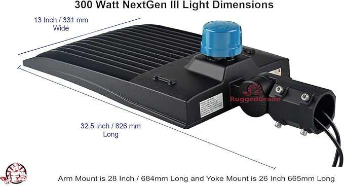 60 Degree Sports Light - 42,000 Lumen - 300 watt NextGen III LED Lights - Power Adjustable- Narrow Beam Spot Light for Long Distance - with Photocell - 5000K