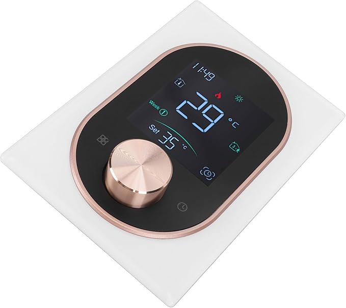 Smart Color Thermostat for Electric Heater LCD Programmable Touchscreen Control for Home Hotel Office with APP, ABS Aluminum Alloy Material (#4)