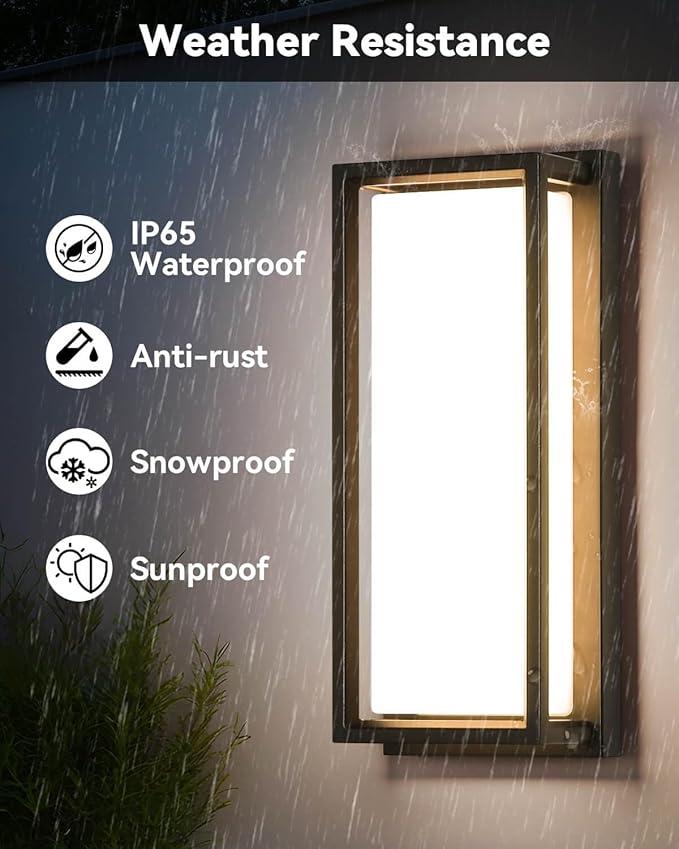 SHIMR Outdoor Wall Lights 2 Pack, 1500LM Smart Porch Lights RGBCW Exterior Light Fixture, Wi-Fi Control Color Changing Outdoor Lights IP65 Waterproof, Works with Alexa Google Assistant [ETL Listed]