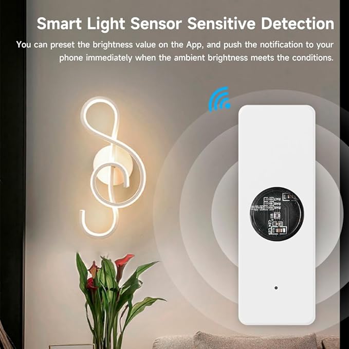 ZigBee Luminance Sensor Tuya Smart Light Sensor Linkage Control Brightness Sensor Work with Tuya Device Compatible with Alexa Google Assistant,Zigbee Hub Required
