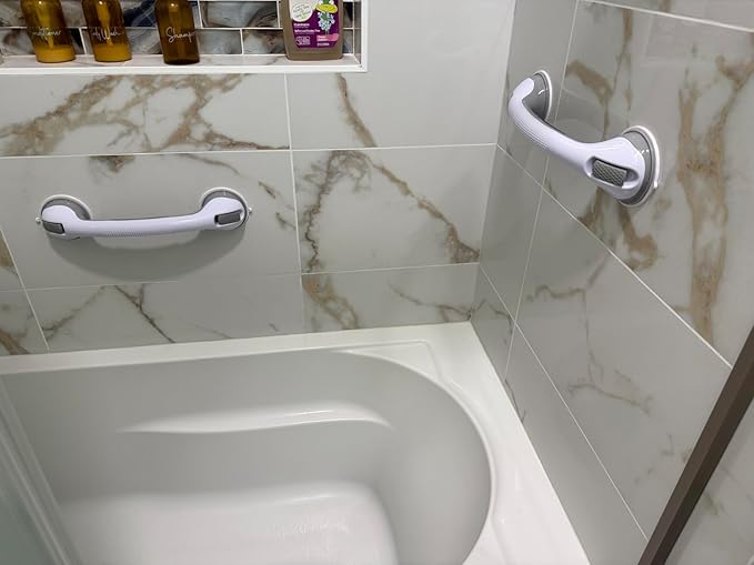 AirTight® Grab Bars for Shower Suction (2Pack) 16-Inch Matte Grey