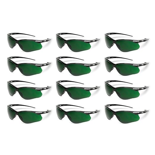 Jackson Safety 50010 Lightweight, Ultra-Strong, SG Safety Glasses, Soft Touch Temples, Flexible Nose Piece, Anti-Scratch Coating, Infrared and UV Protection, Shade 5 IR Lens, Black Frame (Pack of 12)
