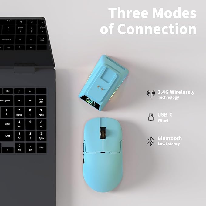 DAIDAI AJAZZ AJ159 APEX Wireless Gaming Mouse 2.4G Wired BT|RGB Magnetic Screen Charging Dock|Lightweight|42K Optical Tracking|400mAh Battery |PAW3950APEX Sensor.