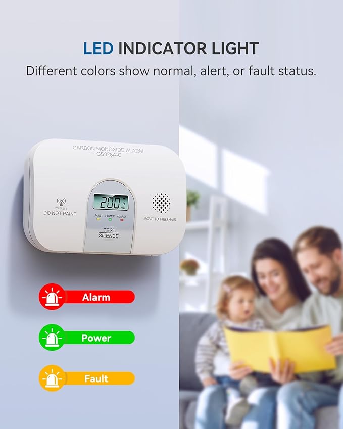 Siterwell Wireless Interconnected Carbon Monoxide Detectors, Travel Carbon Monoxide Detector with LCD Digital Display and Sound Warning, ETL Listed, Portable Carbon Monoxide Detector for Home, 2-Pack