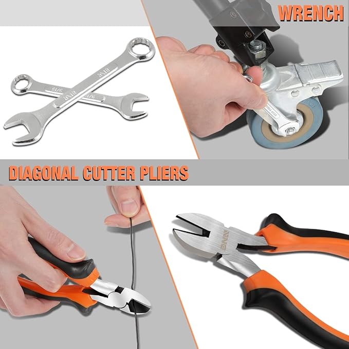 DNA MOTORING 220pcs Mechanic Tool Socket Wrench Set, SAE and Metric Socket Wrench Set, Tool Box Case for Home, Auto and Bike Repair, Orange, TOOLS-00021