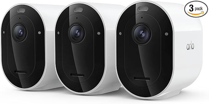 Arlo Pro Security Camera (6th Gen - 2025 Release) - 2K HDR, Battery Power, Event Captions, Emergency Response, 1-Month Trial of Secure Plan, 160° Field of View, Dual-Band WiFi, Spotlight, 3 Cam, White