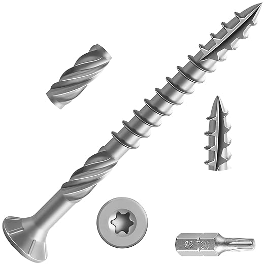 #10 * 2-1/4" 304 Stainless Steel Deck Screws, (485pcs) 5 lbs.Exterior Wood Screws, Rust Resistant Epoxy Coated, Bronze, T20 Star Bit
