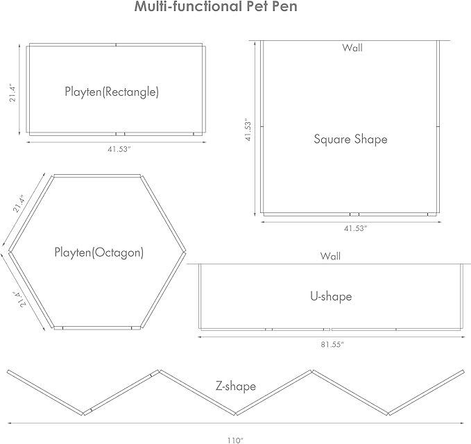 PAWLAND Dog Gate Indoor with Walk Through Door, Foldable Free Standing Pet Gate for Doorways, Stairs, The Houes, Pet Puppy Safety Fence, 120 in Extra Wide, 6 Panels, Support Feet Included, Espresso