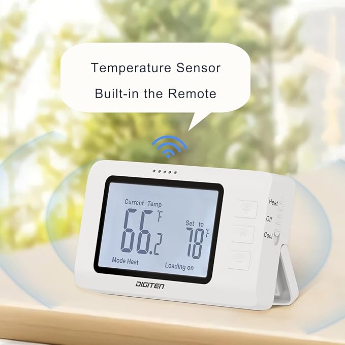 Remote Control Thermostat, pre-Wire Temp Controller with Heating/Cooling Mode, ℃ /℉ Switch, Temperature-Controlled Plug for Space heaters, Window AC, Fans, 110V